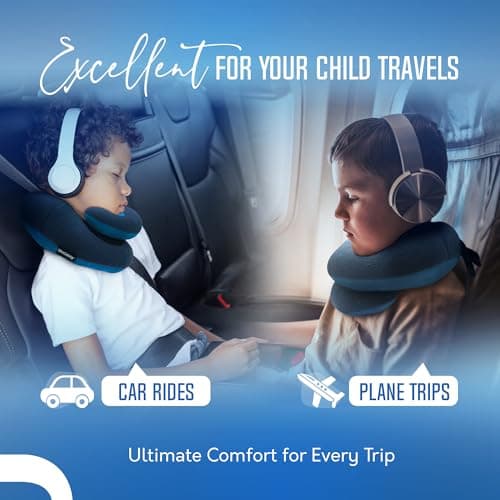 BCOZZY Kids Travel Neck Pillow (8-12 Y/O), Head & Chin Support, Navy — view 4