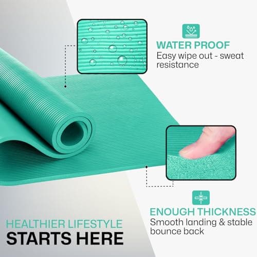 Xn8 Sports Yoga mat 10mm & 15mm Thick NBR Exercise Mat - Non-Tearable Pilates Mat with Extra Carry Strap - Yoga Mats for Women Men for Aerobics Lunges Planks Indoor & Outdoor 61Lx20Wx1.5 & 1Th — view 5