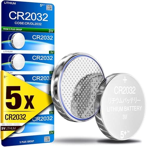 CR2032 DL2032 ECR2032 BR2032 3V Lithium Coin Cell Batteries (5 Pack) – Long Lasting Button Battery for Car Key Fobs, Watches & Small Electronics