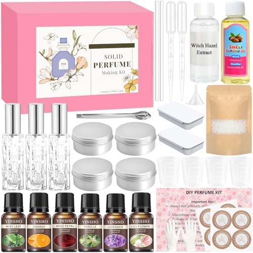 Perfume Making Kit, Vezerd DIY Solid Perfume Making Kits for Women, Portable Pocket Solid Balm with Travel Size Bottle, Make Your Own Fragrance Blam Gifts for Girls Girlfriend