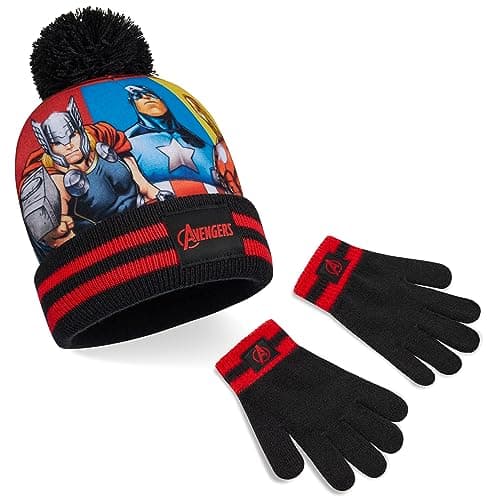 Marvel Boys Winter Accessories Set, Cosy for School Travel - Gifts for Boys (Black Avengers 2 Pcs)