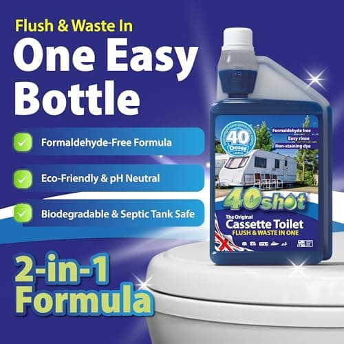 Blue Motorhome & Caravan Toilet Chemical Fluid 1L – 40 Doses, 2in1 Cassette — view 5