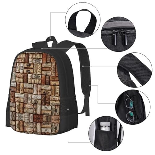 DRTGEDS Snake Skin Black And White Backpack For Men Women, Canvas Shoulder Rucksack Carry-On Travel Backpack, Wine Cork, One Size — view 4