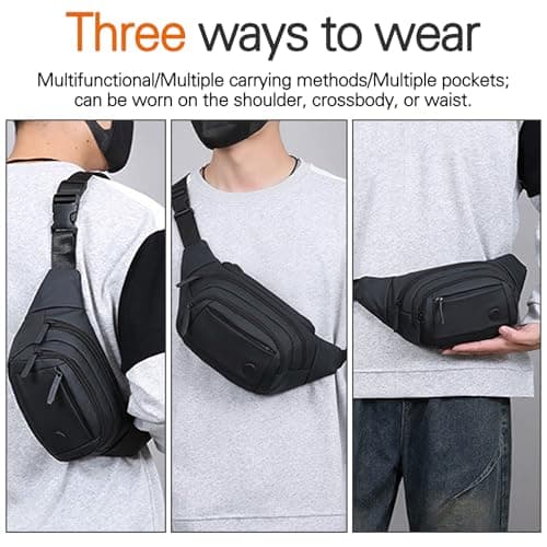 Vyuwast 2 Pack Bum Bag Bumbag for Men Women with 3 Zip Pockets, Waterproof — view 4