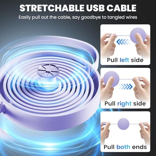 Diyuna Fast USB Multi Charger Cable, 120W 3 in 1 Multi Charging Cable with USB A/C, Charging Cable for Multiple Devices, Retractable Charger Cable Compatible for Phone, Pad, Laptop, Galaxy (Purple) — view 4