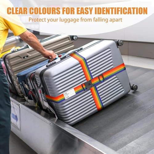 BILIONE Luggage Straps Adjustable Suitcase Straps, Lockable Against Accidental Opening, Easy to Identify Travel Accessories, Add a Bag Connector Holds Suitcase Together (2-Energetic Green) — view 5