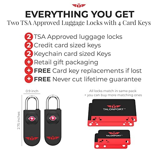 Keyless TSA Approved Luggage Lock with Lifetime Card Keys & No Combo to Forget (2 Pack) — view 3