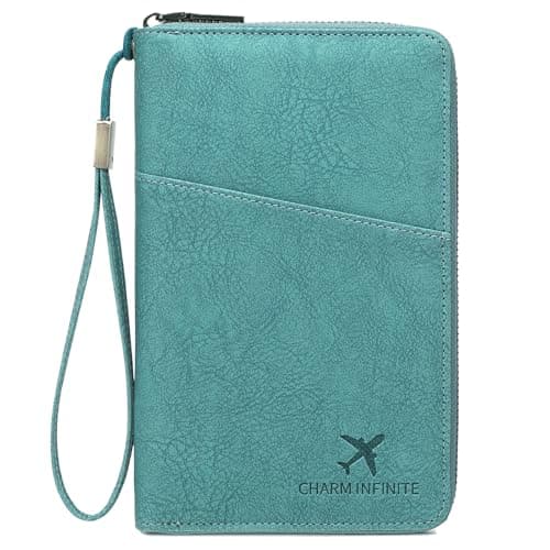Toctax Passport Holder Travel Wallet for Family, RFID Passport Wallet Travel Document Holder for Men and Women (Blue)