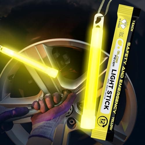 Glow Fever Glow Sticks Bulk, Emergency Safety Military 6'' Lightsticks, Light Up Ultra Bright With 12 Hours Duration For Hiking Party Camping Blackouts Hurricane Shelter Survival Kit (Yellow, 10PCS) — view 6