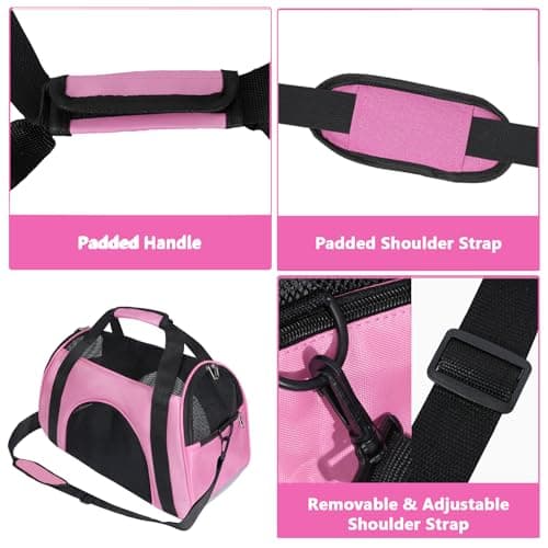 Soft Sided Portable Cat Carrier, Foldable Pet Travel Carriers Bag For Cats/Small Dog/Puppy With Shoulder Strap & Removable Mat,Comfort Cat Basket Airline Approved(Pink/Medium) — view 4