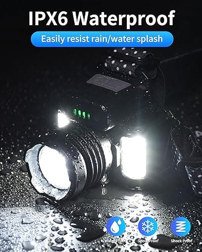 DARKBEAM LED Head Torch 2000 Lumen USB C Rechargeable Super Bright Headlamp — view 6