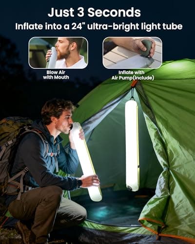 BILTRITE Solar Camping Lights, Rechargeable, 3 Modes, IP66 Waterproof, Inflatable for Hiking, Backpacking, Survival, Collapsible Tent, Portable Lanterns for Power Outage — view 3