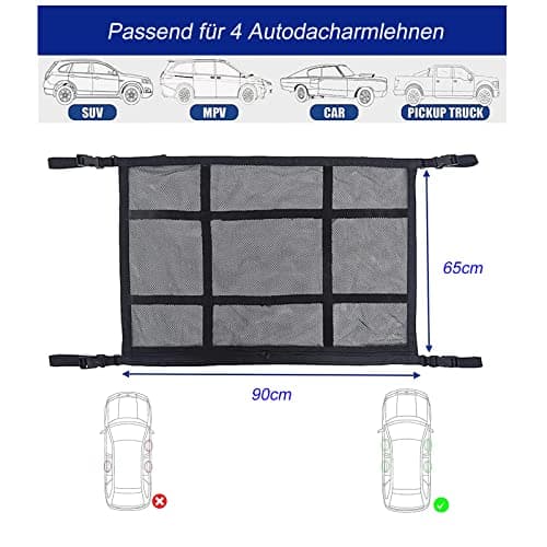 ViWaVee Caravan Accessories Gadgets Storage Net, Car Roof Organizer for Blankets, Diapers. Great Long Road Trip camping accessories for campervan.(90 * 65") — view 5
