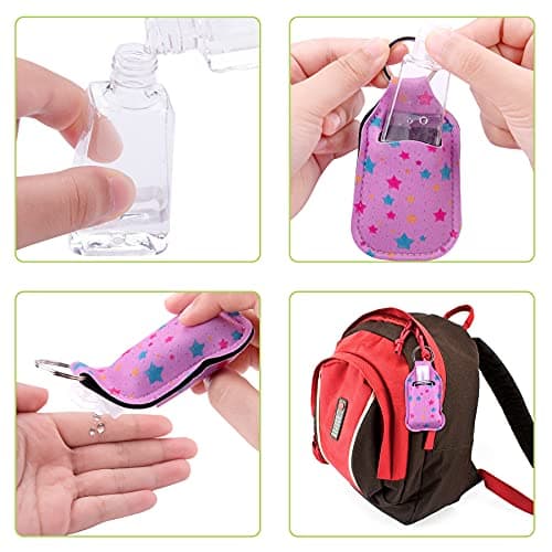 Duufin 60 Pieces Hand Sanitizer Holders Empty Travel Bottles Set, Assorted Patterns, 60 Count (Pack of 1) — view 5