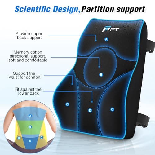 POOTACK Lumbar Support Cushion, Memory Foam Back Support Cushion — view 3