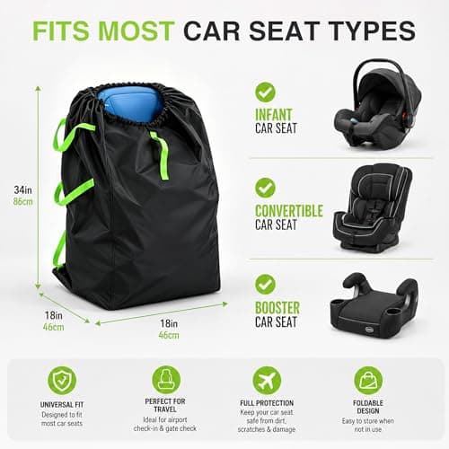 Goodaily Car Seat Travel Bag for Airplane, Foldable Oxford Fabric — view 3