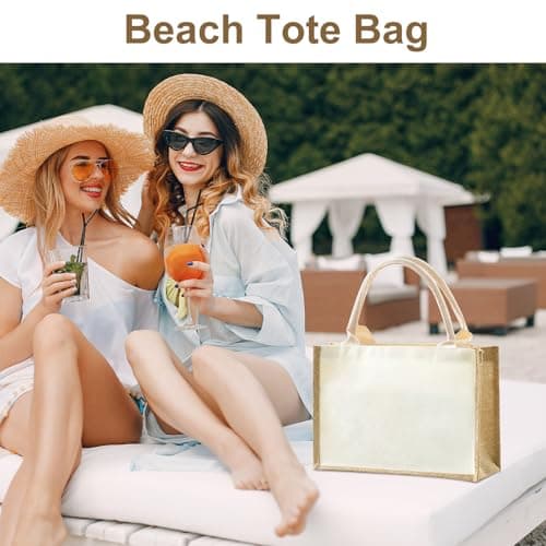 SHILIPAIJC 6pcs Plain Tote Bags, Jute Bags Shopping Bag Beach Bag — view 3