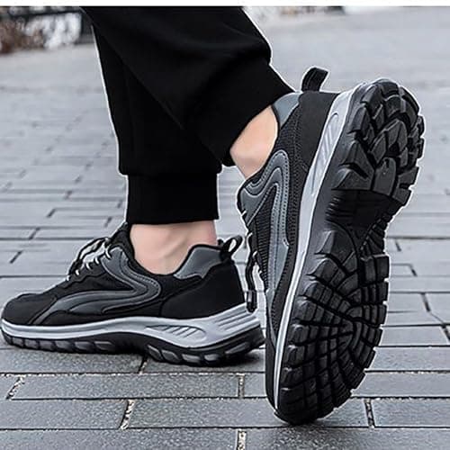 Lightweight Trail Walking Shoes for Men Outdoor Hiking Trainers with Adjustable Quick Lace System Cushioned Rubber Sole and Reliable Grip for Travel and Weekend Leisure Activities Black, Size 8 — view 3