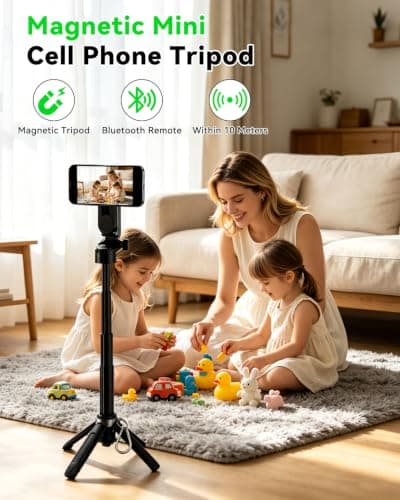 CloudValley Magnetic 4-in-1 Multifunctional Selfie Stick Tripod, Mini Portable Pocket Phone Stand with Detachable Remote Control, Compatible with MagSafe, for iPhone/Android, Travel Vlog — view 4