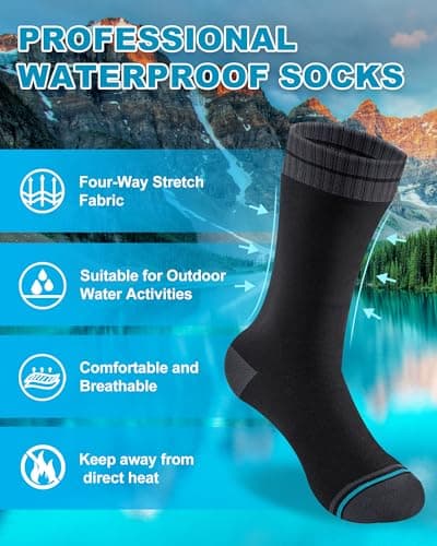 inaWarm Waterproof Hiking Socks for Men, Breathable Crew Length — view 4