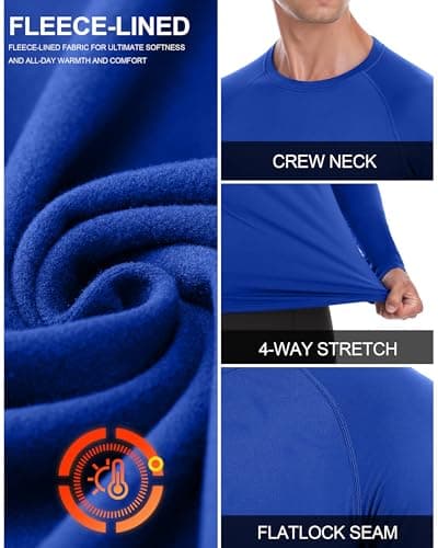 Roadbox Men's Thermal Base Layer Top 1-2 Pack, Fleece Lined Long Sleeve — view 3