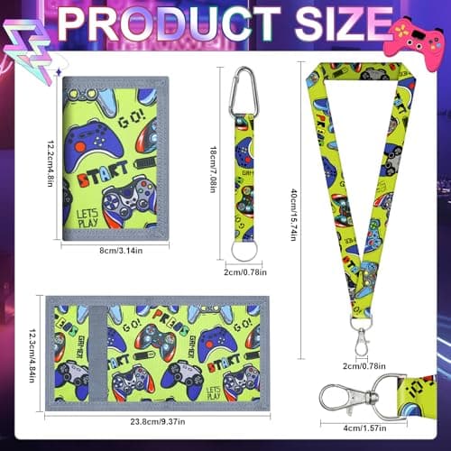 GUOYOU Kids Wallet Tri fold Coin Pocket with Zipper Key Chain and ID Window — view 2