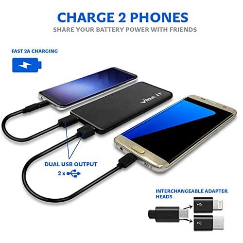 Vida IT V506 Slim Power Bank for Heated Vest Jacket Gilet Scarf 2.1A 5V USB Battery Pack Fast Charge Portable Travel Charger for Mobile Phone Tablet PC Flight Watch USB-C with 3-Ports Output (Black) — view 4