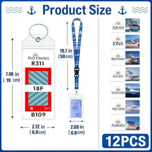 12 PCS Cruise Luggage Tags, 8 Waterproof Cruise Luggage Tag Holder & 4 Detachable Lanyards for Ship Cards 2026, Durable Cruise Ship Accessories with Steel Loops & Zip Sea — view 2