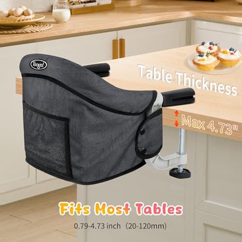 Toogel Hook-On High Chair, Foldable Portable Seat for 6-36 Months, Black — view 2
