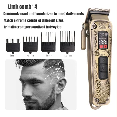 Hair Clipper for Men Professional Hair Trimmer Barber Clippers Set, Cord Beard Trimmer Hair Grooming Kit, Zero Gapped Rechargeable LED Display Haircutting Kit — view 5