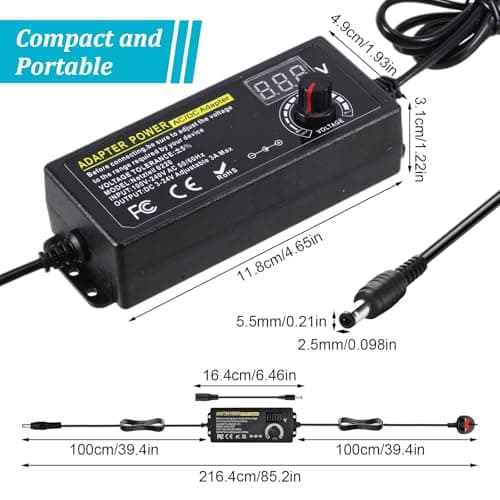 Universal Power Adapter AC 100V-240V to DC 3V-24V 3A 72W with 14 Plugs — view 3