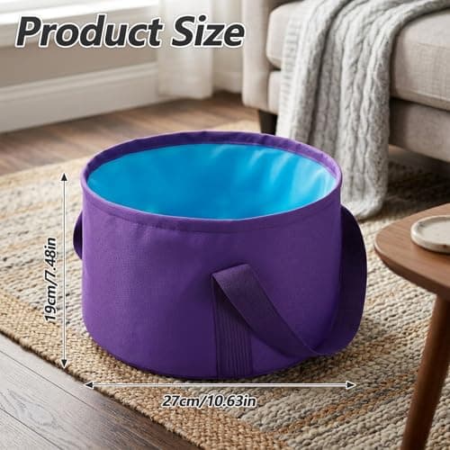 Foldable Bucket for Soaking Feet, Portable Foot Bath Basin, Travel Foot Soaking Tub with Handles, Purple Foot-Spa Soaking-Tub for Home, Travel, Outdoor and Camping (14 L/11x7.5 Inch) — view 2