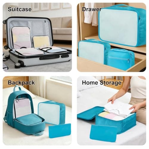 Packing Cubes 12-piece, All-size Packing Cubes for Suitcases, Large-capacity Travel Cubes (12, Blue White) — view 5