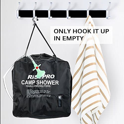 RISEPRO Solar Shower Bag 40L 10 gallons Solar Heating Camping Outdoor Shower Bag with Temperature Hot Water 45°C Hiking Climbing Picnic Beach — view 4