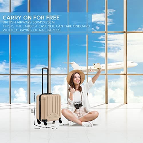 Flight Knight Premium Hard Shell Lightweight Cabin Suitcase - 8 Spinner Wheels - Built-in TSA Lock & USB Port - Luggage Approved for Airlines Including easyJet Large Cabin - 56x45x25cm — view 2