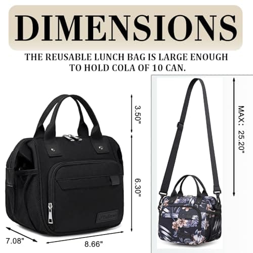 Hibiscus Small Lunch Bag Lightweight Insulated Lunch Box for Women Work Portable Soft Cooler for Picnic Travel Road Trips, Loncheras para Mujer — view 2
