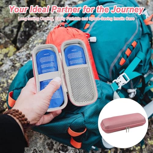 SENLINLIN Insulin Pen Case, Portable Insulin Cooler Travel Case with 2 Nylon Ice Packs and 1 Mini Thermomete, Diabetic Supplies Insulin Pen Case, Medicine Cooler for Travel Insulin Case Diabetic Bag — view 3