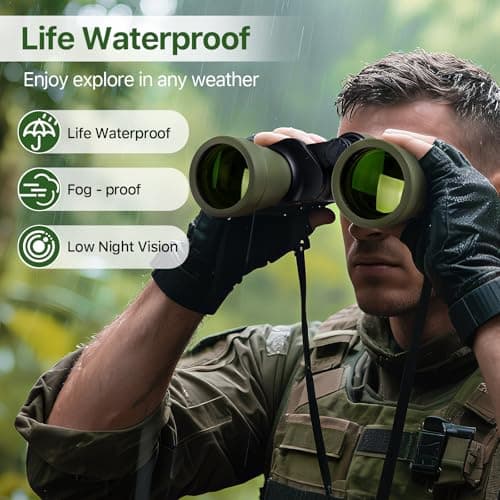 20x50 Hunting Binoculars for Adults - 28mm Large Eyepiece Professional Waterproof Binoculars for Bird Watching Hiking Concert Travel with BAK4 Prism FMC Lens, Green — view 4