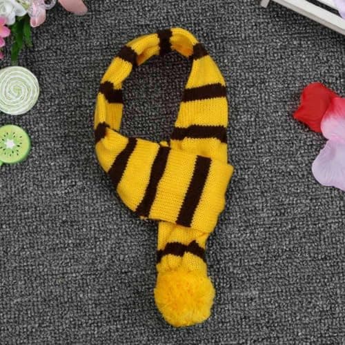 Dog Scarf and Hat Set in Yellow Colour Knitted Woolen Yarn for Winter, Warm and Easy to Put on Pet Accessories, for Holiday Photo Shoots and Travel — view 6