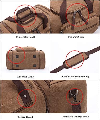 Duffle Bag, Unisex Canvas Holdall, Large Travel Duffles Travel Carry On Duffle Bags Overnight Weekend Weekender Bag Travel Tote for Men and Women Green — view 6