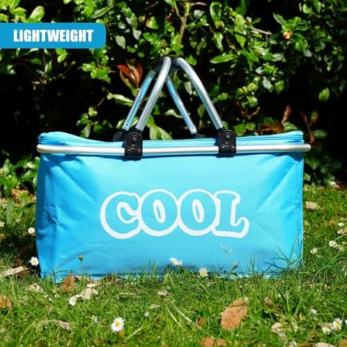 The Magic Toy Shop 35L Light Blue Cool Bag - Versatile Insulated Picnic Basket & Collapsible Cooler Box with Sturdy Aluminium Frame - Spacious Folding Design for Camping, Shopping & Outdoor Adventures — view 4