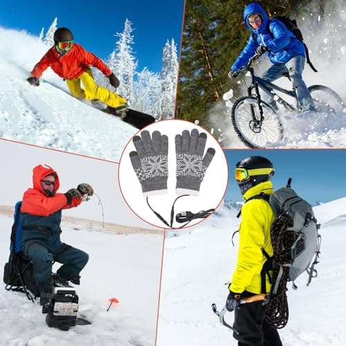 Nuaoxyeu Warehouse Deals Clearance Thermal Gloves Heating Gloves Rechargeable Travel Gloves for Cold Weather Winter Outdoor Gear for Workout Walking Gifts Under 5 Pounds — view 4