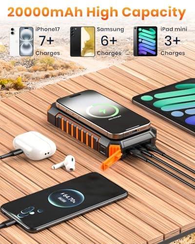Riapow Solar Power Bank 20000mAh Fast Charge 3A Wireless Portable Charger — view 2