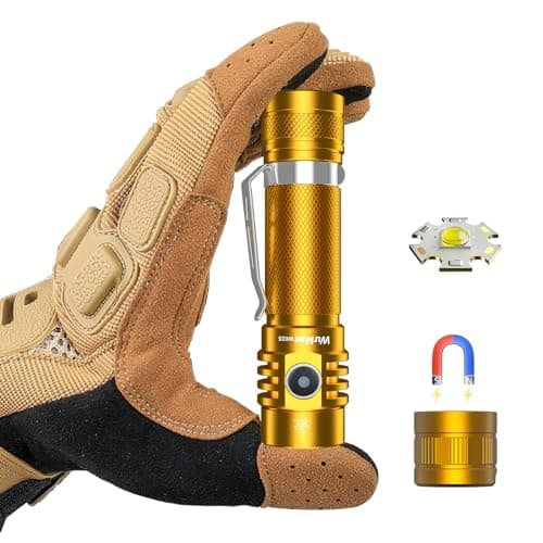 Wurkkos WK03 LED Mini Torch, 1200 Lumens, Extremely Bright Flashlight USB-C Rechargeable with 519A LED, IP68 Waterproof with Magnetic Tail Cover, Portable EDC Torches with 3000 mAh Power Supply(Gold)