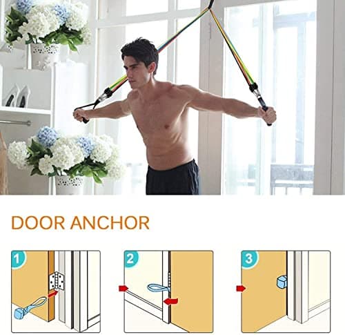 Himaly Resistance Bands Set, 5pcs Exercise Bands with Handles, 100 LBS Tension, Home Use Gym Equipment for Strength Training, Yoga, Pilates, Travel — view 4