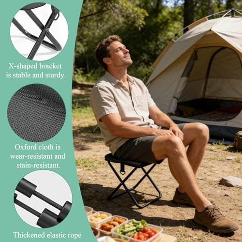 Camping Stool, Collapsible Stool 28 × 26 × 26cm Folding Stool Foldable — view 3