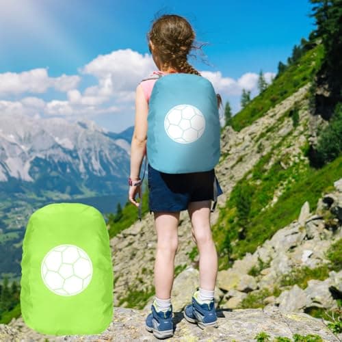 flintronic Waterproof Rain Cover for Backpack, Reflective Rucksack Cover, High Visibility Backpack Cover, Anti-dust, Foldable for Girls, Children, Football Pattern — view 6