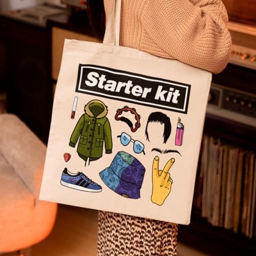 SMARTYPANTS Starter Kit Rock Band Oa Sis Tote Bag - Indie Rock Band Noel Liam Oldschool Retro Funny Starter Kit Music Album Tour Concert Band Fan Aesthetic Reusable Bag Present Gift (Natural) — view 2