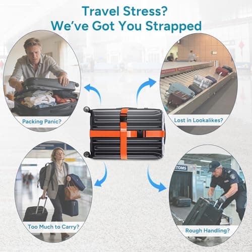travel inspira Luggage Strap 2 Packs, Travel Suitcase Straps (Orange) — view 5