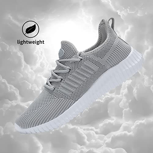 SK·TRIP Women's Walking Shoes Lightweight Breathable Flying Woven Mesh Upper Casual Jogging Shoes Ladies Tennis Shoes Workout Footwear Gym Sneakers for Women, Grey, 6 UK — view 4